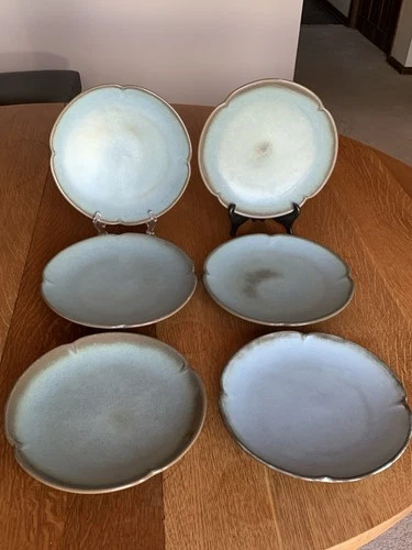 Frankoma Pottery Plainsman Woodland Moss Dinner Plates 5F Blue 10” Set Of 6