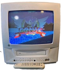 Retro GE 13TVR72 13" Gaming TV With Remote TV/VCR Combo CRT See Description