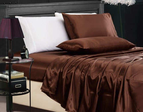 Chezmoi Collection 4-piece Silky Satin Solid Color Sheet Set - Picture 9 of 12