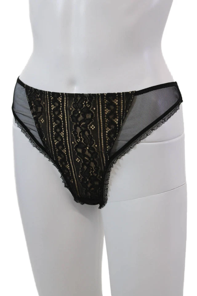 Bragas de tanga negras con detalle de cordones de malla de encaje negras talla 10 de Lise Charmel para mujer Foto 2 de 4