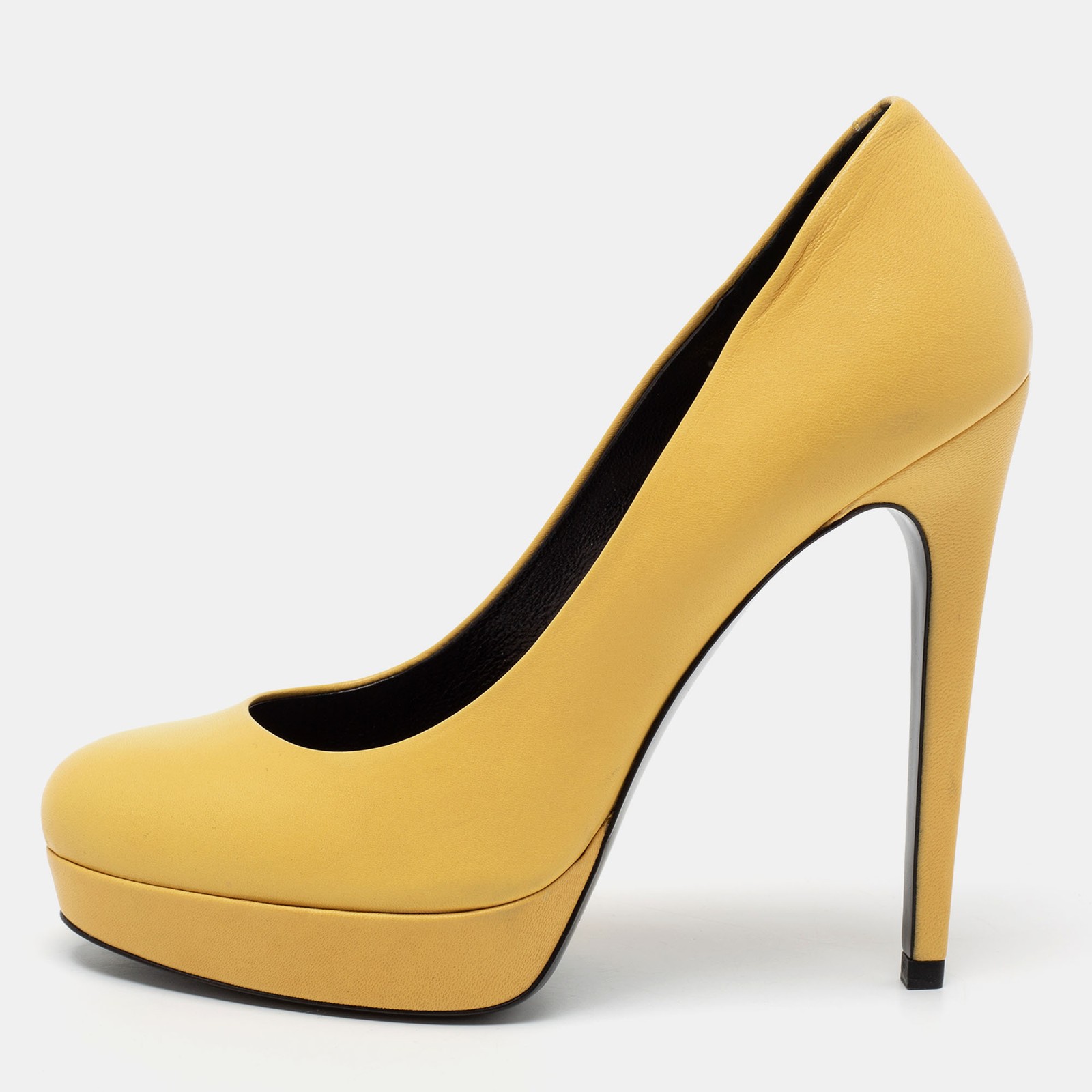Barbara Bui Yellow Leather Platform Heels EU 38
