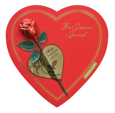 Heart Shaped 9 Oz Chocolate Rose Box - with Edible Rose - Perfect for Valentine'