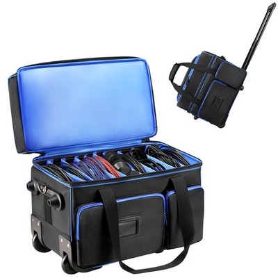 Cxinesbag DJ Cable Organizer Bag with Wheels, Gig Bag for DJ Equipment with 9 De