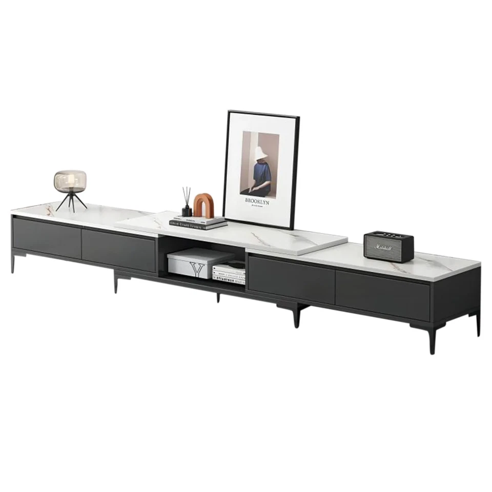 Foret Expandable TV Stand Entertainment Unit Marble Pattern Cabinet Drawer Shelf - image 3 of 4