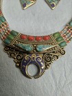 Vintage Nepali Tibetan Design Turquoise And Coral Necklace & Earring Set — photo 3