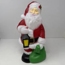 Place & Time 11 Inch Light Up Tabletop Christmas Blow Mold Santa Claus w/ Sack