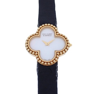 18K Yellow Gold Van Cleef & Arpels Alhambra  136574  White shell  Women watch