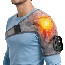 Shoulder Heating Pad with Massage , Shoulder Massager for Pain Relief Pure Grey
