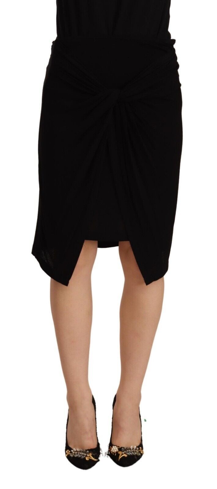 PLEIN SUD Black High Waist Pencil Knee Length Viscose Women's Skirt