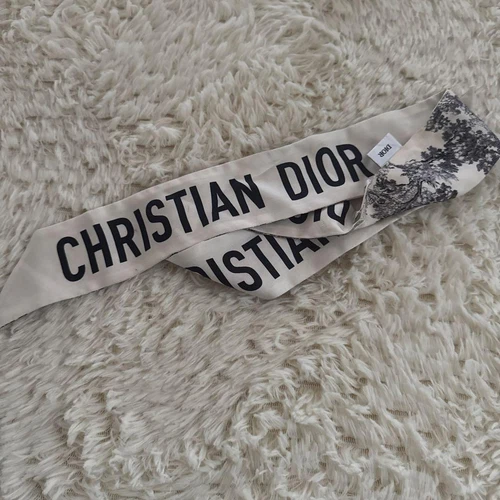 CHRISTIAN DIOR Foulard en soie cravate blanc imprimé animal 38,6x2,4 en Made in Italy
