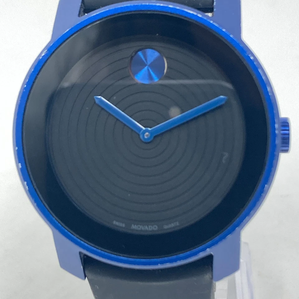 Reloj Movado Bold Hombre 44mm Azul Negro Suizo MB.01.1.22.6028 WR Batería Nueva 9.25" Foto 3 de 4