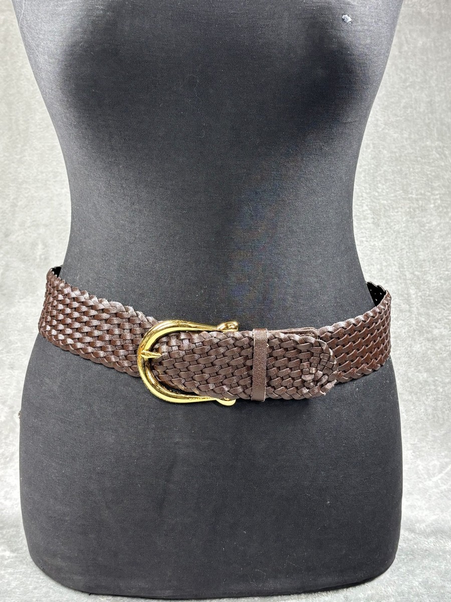 Michael Kors 553633 Brown Leather Braided Belt Gold Buckle Sz Small Michael Kors 553633 Brown Leather Braided Belt Gold Buckle  main image 3