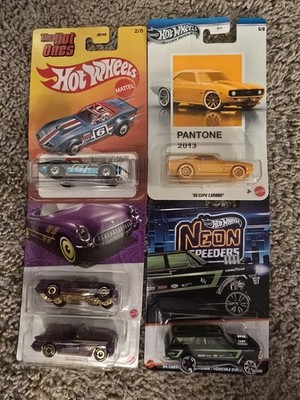 Hot Wheels Chevy Lot (4) 55' Anniversary 69'Pantone COPO, 64 Nova Gasser, 69 Vet