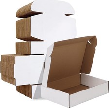 HORLIMER 9x6x2 inches Shipping Boxes Set of 50, White Corrugated Cardboard Bo...