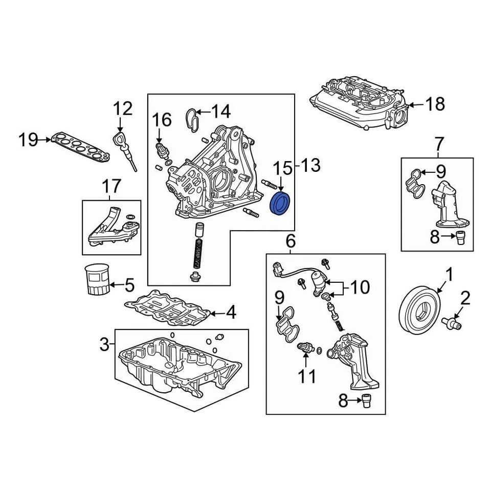 For Honda Accord 2003-2017 Honda 912125MRA01 Front Engine Crankshaft Seal Foto 4 de 4