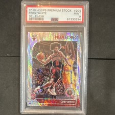 Panini 2019-20 NBA Hoops Coby White #204 Flash Prizm Rookie PSA 9