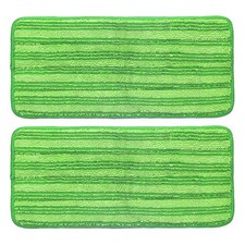 2Pcs 11.8x5.5" Microfiber Mop Pads, Reusable Flat Mop Pads Refills, Green