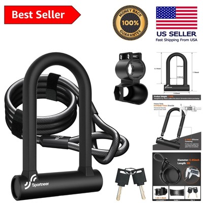 Secure Your Ride: 17mm Heavy Duty U-Lock with Cable & Easy Installation Kit