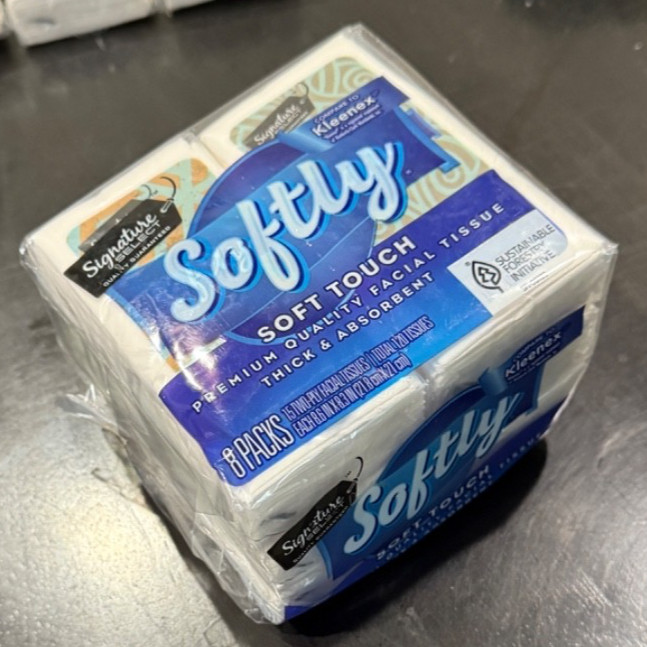 Signature Softly Premium Facial Tissue Pocket Packs 8‑Ct Brick 15 Tissues Each O