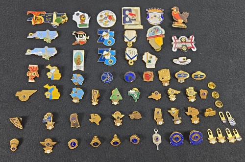 Huge Lot of Lions Club Lapel Pins State Pins, 100% Attendance Pins 13.5 oz