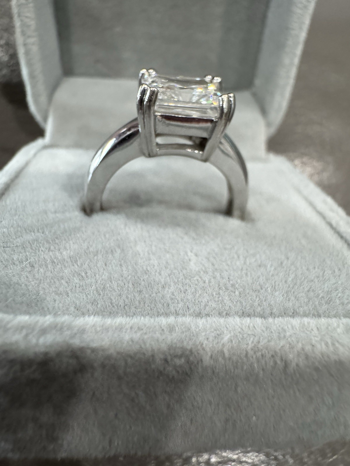 14k Solid White Gold Lab Created Square Center St… - image 2