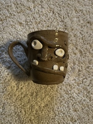 Handmade Studio Art Pottery Mug with Spout Face and Gothic Novelty Design