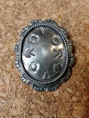 Vtg Southwestern Sterling Silver Concho Bolo Tie Slide Artist TD-54 925 Mexico