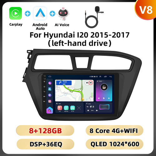AUTORADIO 2DIN HYUNDAI I20 2015-2017 WIFI 4G ANDROID CARPLAY GPS DSP AI VOICE - Foto 22 di 26
