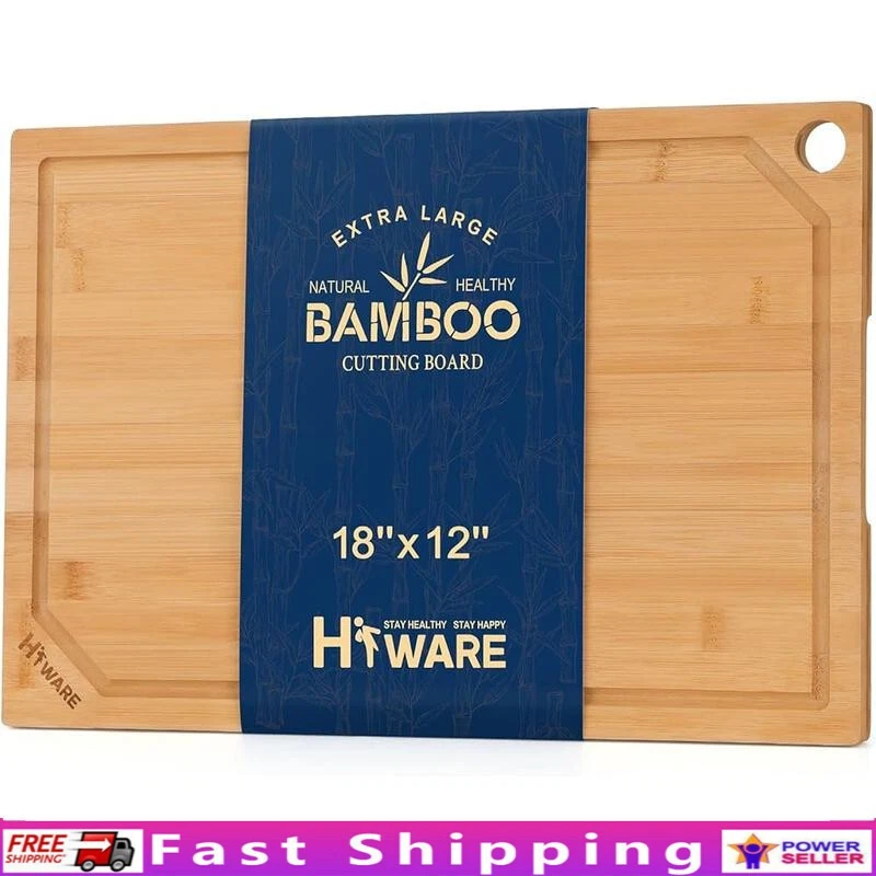 Bamboo Cutting Board Extra Large Juice Groove Heavy Duty Kitchen Wood Tray New
Opens in a new window