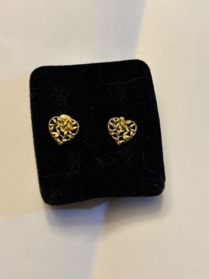 Auth Tiffany&Co. Paloma Picasso Earrings Olive Leaf Heart 18K YG