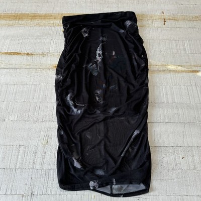 RM Rebecca Minkoff NWOT size Small Black Floral Mesh Midi Skirt Y2K Goth Dark
