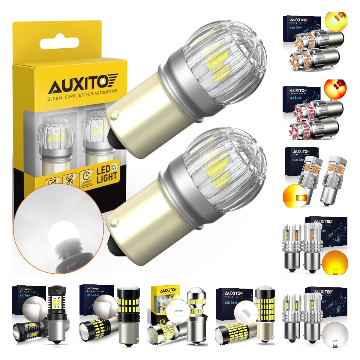 LED Car Light Bulbs 1156 1141 BA15S Brake/Turn/Tail/Reverse White/Amber/Red M