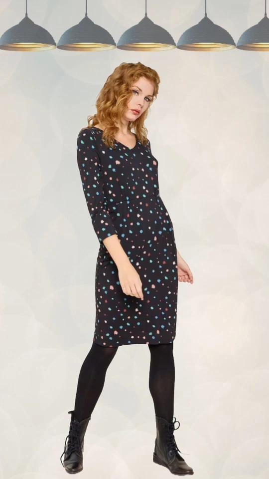 Ex White Stuff Women’s Long Sleeve Midi Dress in Black Print - Image 3 of 3