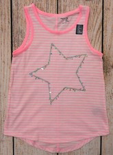 Girls Sz M 8-9 Tank Top Pink Stripe Glitter Star NWT Gap Kids - 500171