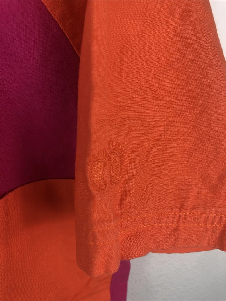 Camisa Hang Ten rosa laranja vintage botão frontal - tamanho grande pequena serve média - Imagem 2 de 4