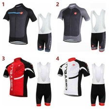 Mens Cycling Jersey Castelli Team Short Sleeve Cycling Kit Jersey and Bib Shorts
