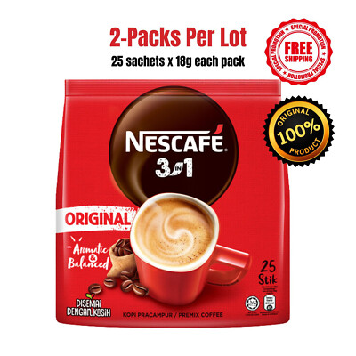 2X NESCAFE 3 in 1 Blend & Brew Original Instant Coffee 50 Sachets x 18g