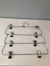 2 Vintage Metal Tiered Hanger 4 Tier 8 Clip Pants Skirt MCM Collapsable