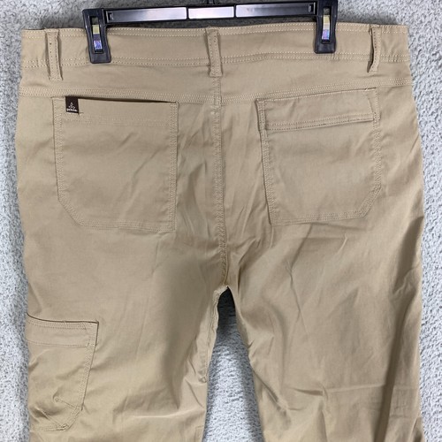 Prana Breathe Zion Pants Mens XL 36 x 32 Sandbar Belted Stretch Relaxed Hiking - Picture 8 of 13