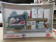 Vintage 90s Coca Cola Gas Station Hanging Wall Clock Sign Advertisement C24