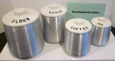 VTG SPUN ALUMINUM CANISTER SET OF 4 BY KROMEX SPACE AGE MID CENTURY MODERN 1950s