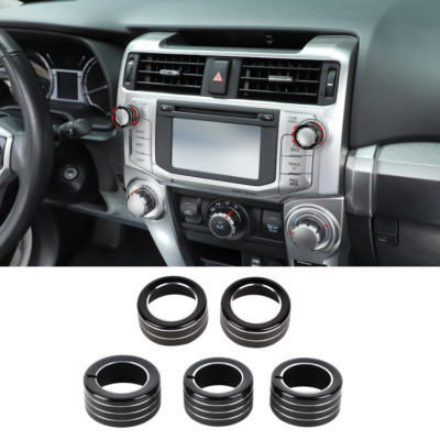 Black Audio/Air Conditioner Switch knob Cover Trim Kit For 4Runner 2010+ 5pcs