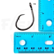 10-200pcs Fish WOW!® 7/0 Fishing 4x strong offset circle hooks Black Nickel lot