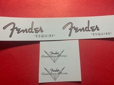 Fender Esquire Silver Metallic Waterslide Headstock Decal 2 per listing E1