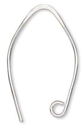Silver Plated Brass 19mm Marquise 22 Gauge Earwires with Open Loop 5 Pair 