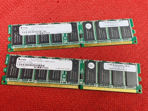 2-256MB NANYA 1Rx8 PC2700E RAM Memory Modules
