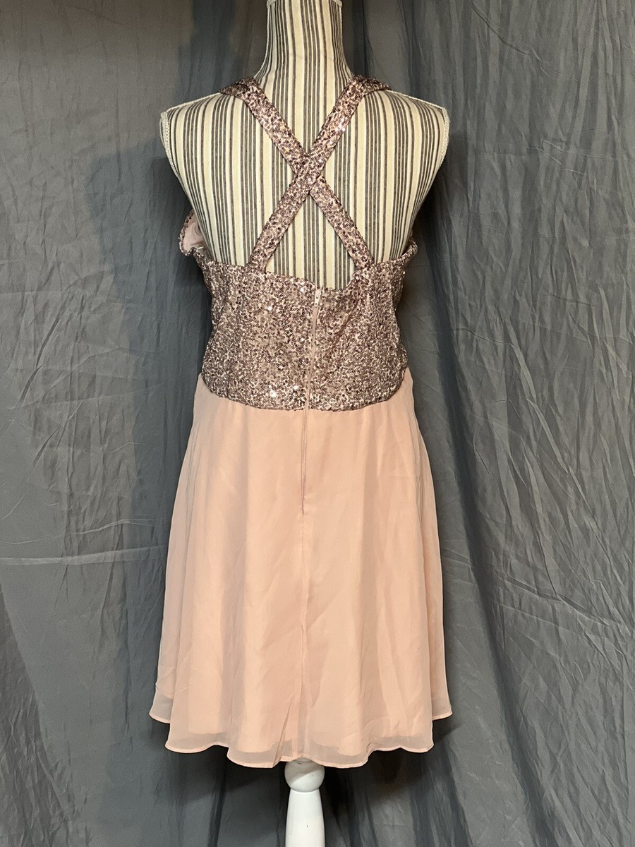 open lace back dress Women's Pink Sequin Mini Dress main image 1