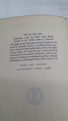 Step In The Dark Ethel Lina White 1946 1st Books First Ed. Mystery Suspence Book - Picture 2 of 9