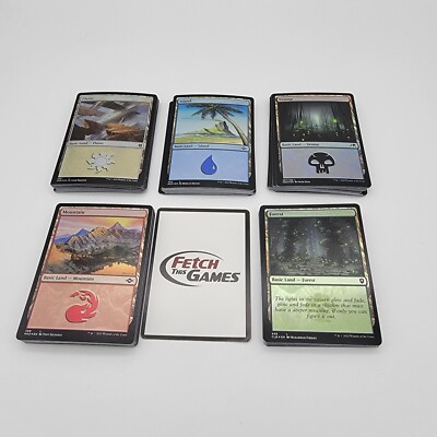 100 FOIL Magic the Gathering Foil Basic Land Cards Lot - 20 of