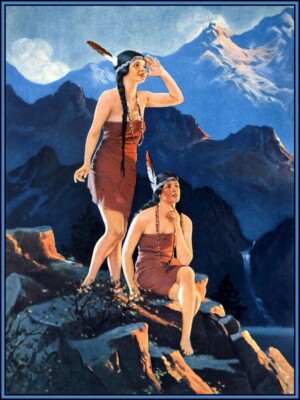Indian Maidens on the Lookout Edward Mason Eggleston 1930 Vintage American Print